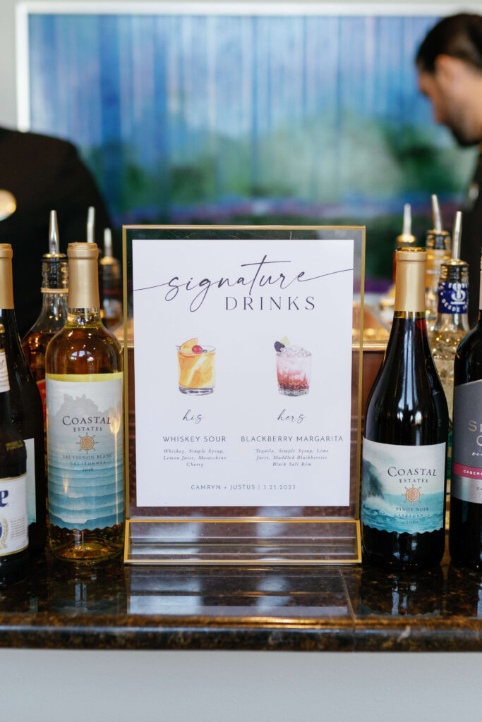 Charlotte NC Wedding signature cocktail menu
